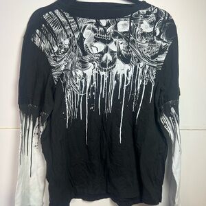 Helix Graphic Long Sleeve Shirt Skull Drip Print Y2K Streetwear Medium